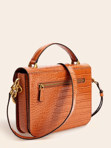 Mala de Tiracolo Retour Croc Print Mini Laranja