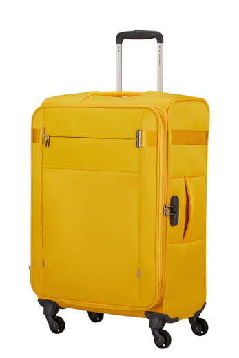 Mala de Viagem CityBeat Média 66cm 4 Rodas Expansível Amarelo Dourado