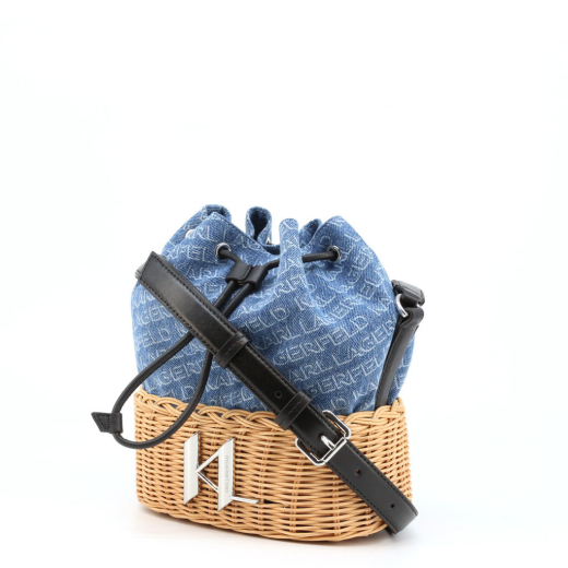 Mala Tiracolo Bucket Wicker Azul