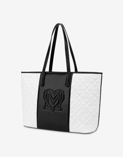 Mala Shopper Quilted Two-Tone Preta/Branca