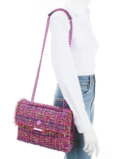 Mala Tiracolo Tweed Kensington Grande Rosa