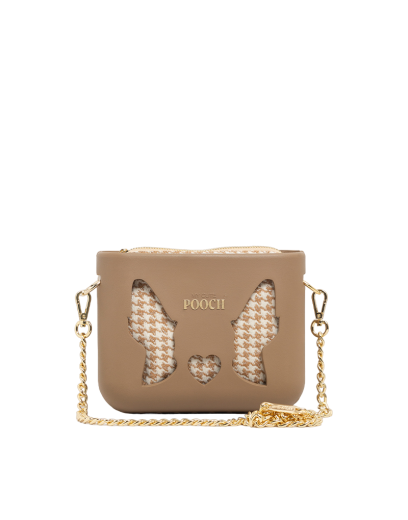 Mala Tiracolo Pooch Cutout Mini Pied de Poule Camel