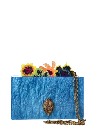Mala Tiracolo Clutch Flower Box Azul