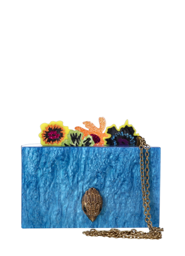 Mala Tiracolo Clutch Flower Box Azul - Kurt Geiger | Mala Tiracolo Clutch Flower Box Azul | MISSCATH