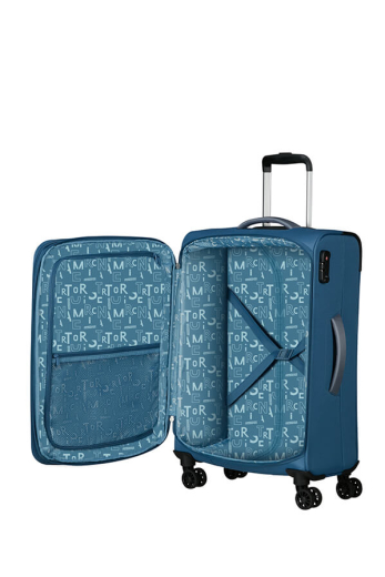 Mala de Viagem Média 68cm Expansível 4 Rodas Azul Coroa