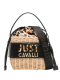 Mala de Ombro Bucket Logo-Lettering Pequena Bege/Preta - Just Cavalli | Mala de Ombro Bucket Logo-Lettering Pequena Bege/Preta | Misscath