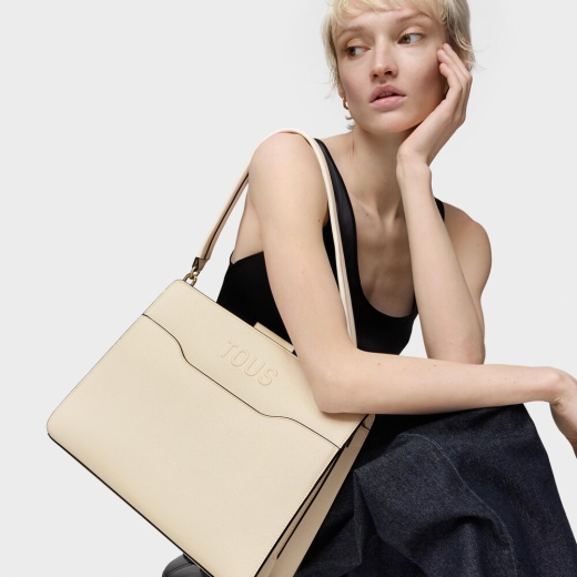 Mala Shopper Média Audree Saffiano Bege
