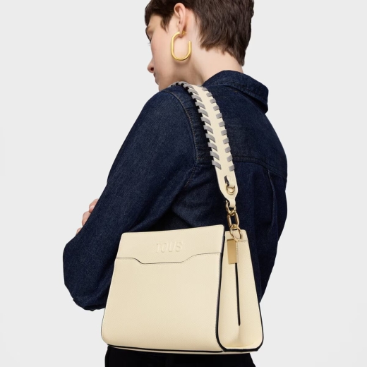 Mala Shopper Pequena Audree Saffiano Bege