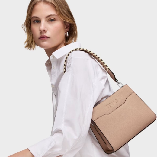 Mala Shopper Pequena Audree Saffiano Taupe