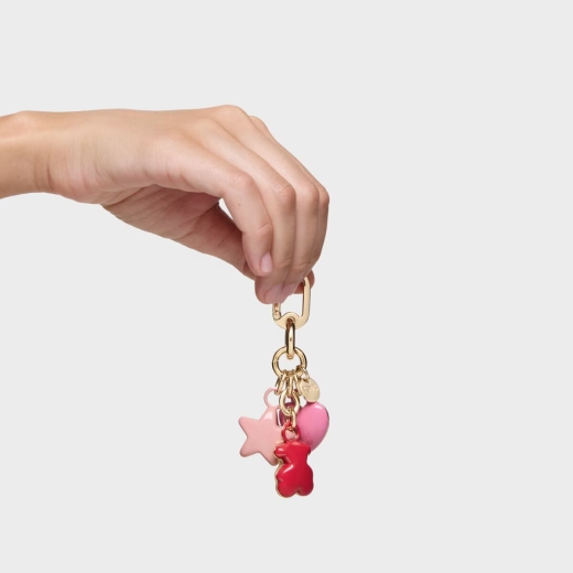 Porta-chaves Puffed Motifs Vermelho e Dourado