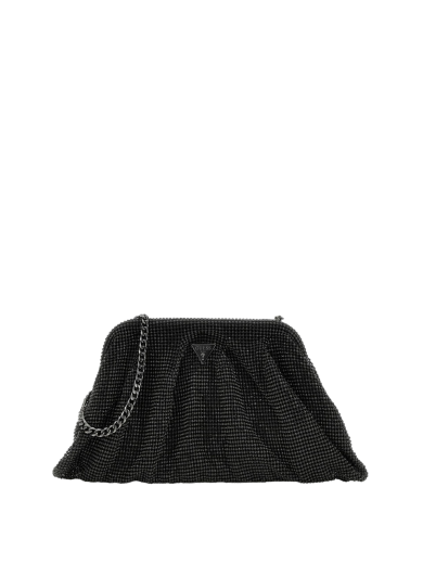Clutch Zalina Malha Strass Preta