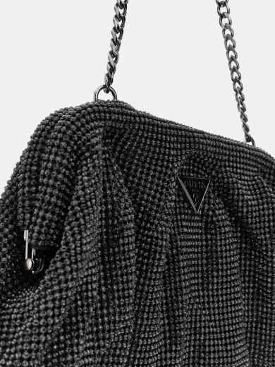 Clutch Zalina Malha Strass Preta
