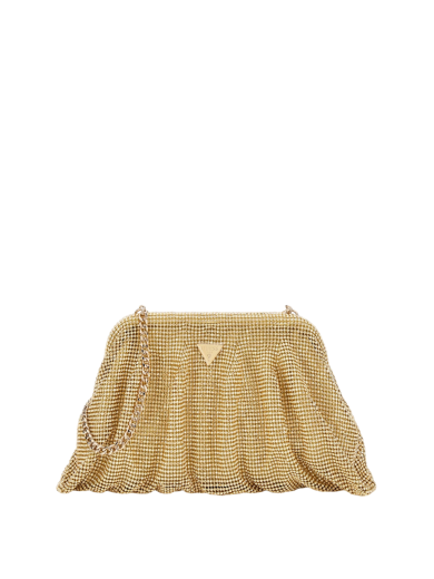 Clutch Zalina Malha Strass Dourada