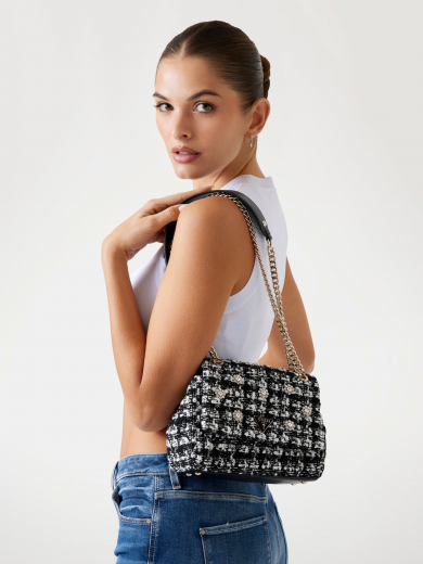 Minimala Tiracolo Everlee Tweed Preta