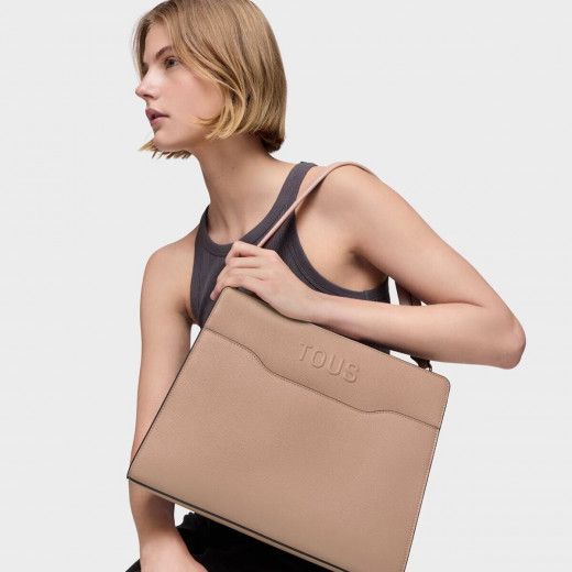 Mala Shopper Média Audree Saffiano Taupe