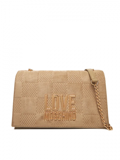 Mala de Ombro Love Plaque Bege