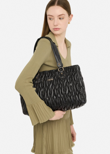 Mala Shopper Média Quilted Preta