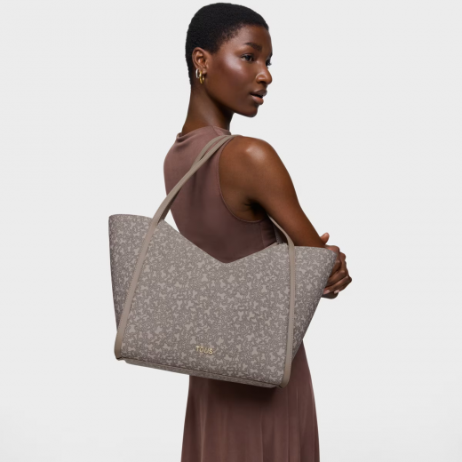 Tote Bag Grande Kaos Mini Lines Taupe