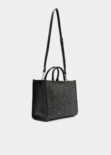 Mala Shopper Média Quilted Chevron Preta