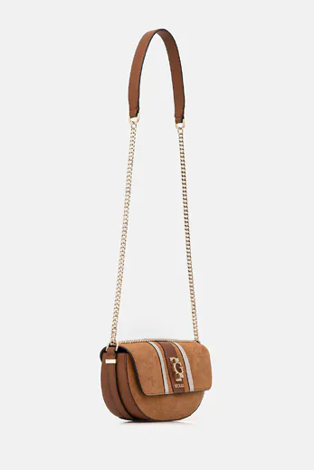 Minimala de Ombro/Tiracolo Erenia em Pele Genuína Castanha