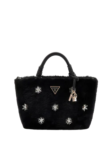 Minimala de Mão Shaida Flor Efeito Pelo Preta