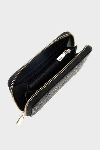 Carteira Média Aldina com Logo 4G em Verniz Preta