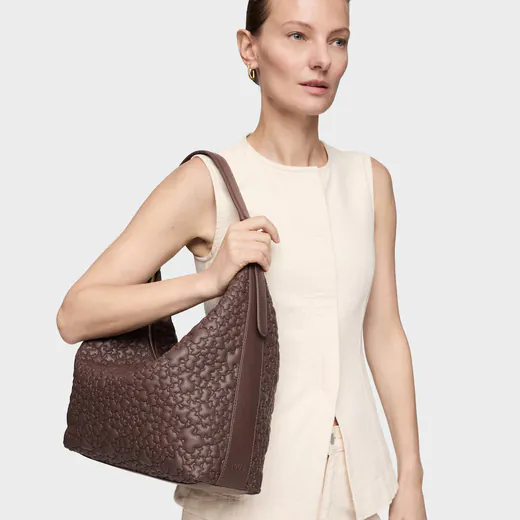 Mala de Ombro Grande Hobo Puffy Bear Castanha