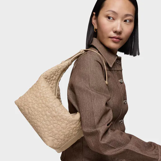 Mala de Ombro Média Hobo Puffy Bear Areia