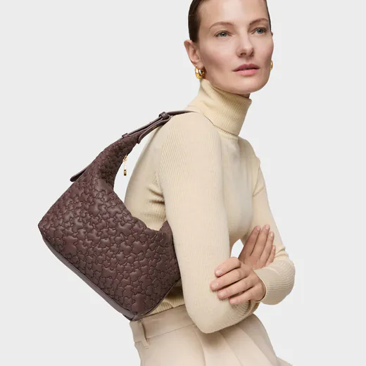 Mala de Ombro Média Hobo Puffy Bear Castanha