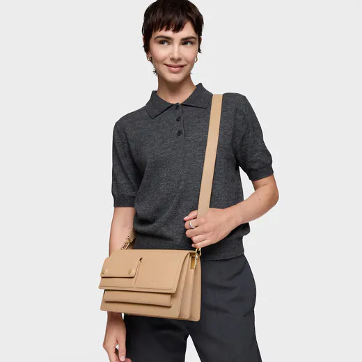 Mala de Tiracolo Média Audree Pockets Areia