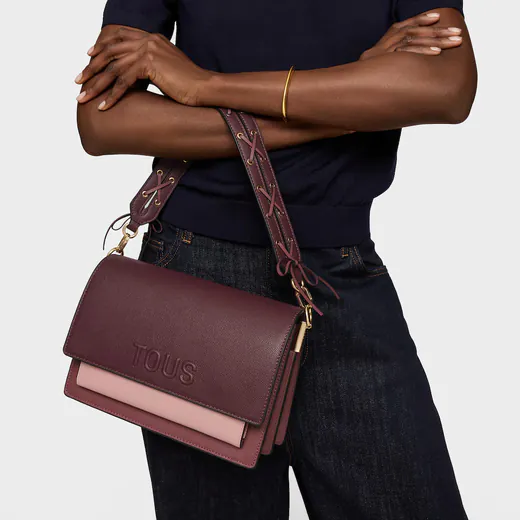 Mala de Tiracolo Média Audree Saffiano Bordô/Rosa