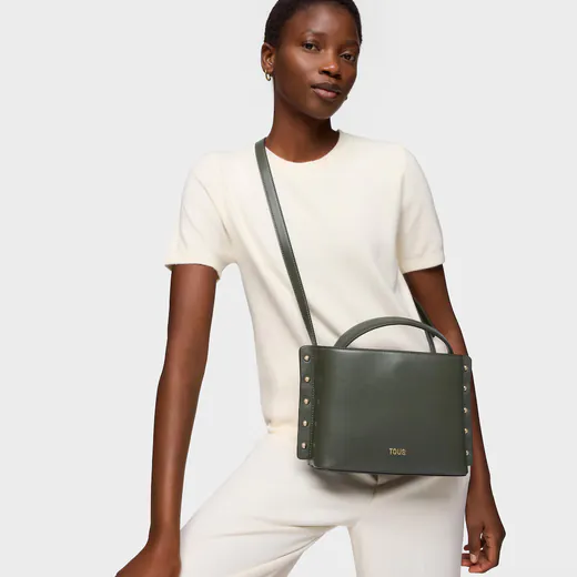 Mala de Tiracolo Média Jewelry Studs Caqui