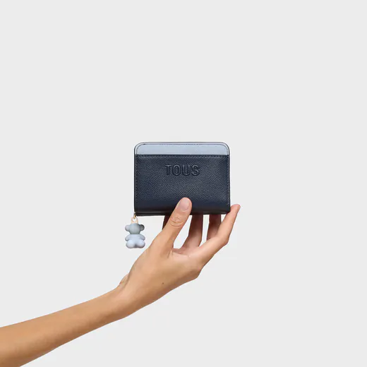 Carteira Média Doble Audree Saffiano Azul-marinho