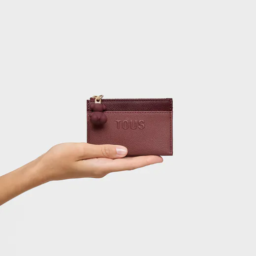 Porta-moedas/porta-cartões Audree Saffiano Bordô