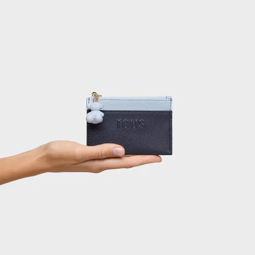 Porta-moedas/porta-cartões Audree Saffiano Azul-marinho