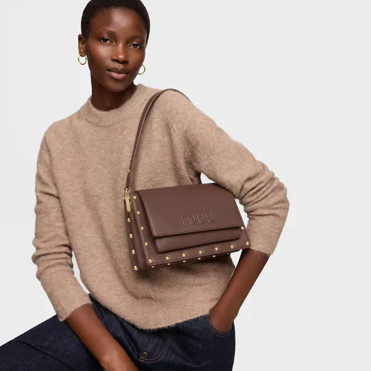 Mala de Tiracolo Média Audree Studs Castanha