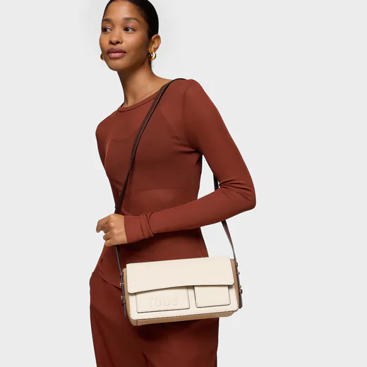 Mala de Tiracolo Média Back To Basics Bege e Castanha