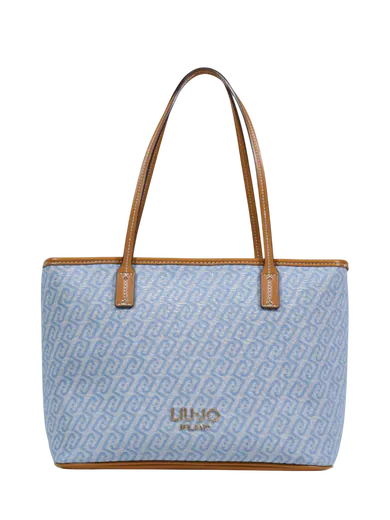 Mala Tote Logo Pequena Azul/Castanha