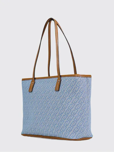 Mala Tote Logo Pequena Azul/Castanha