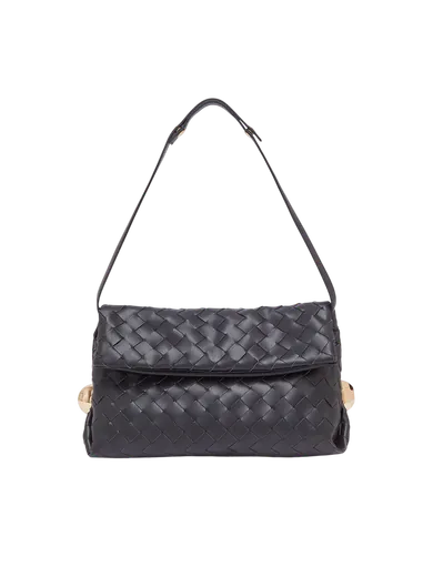 Mala de Ombro Média Entrançada Preta