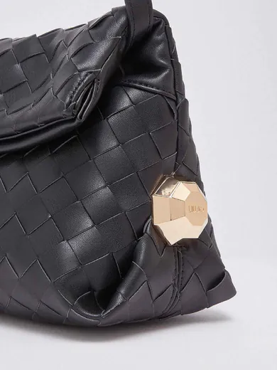 Mala de Ombro Média Entrançada Preta