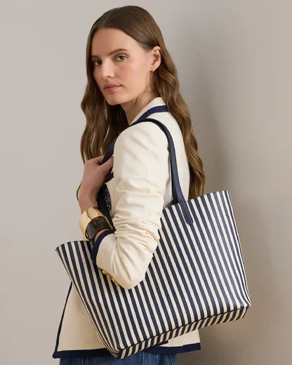 Mala Shopper Reversível Grande Azul-Marinho/Branca