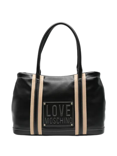 Mala Shopper/Ombro Logo com riscas Preta