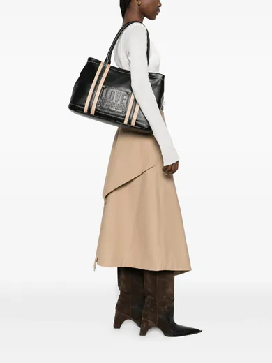 Mala Shopper/Ombro Logo com riscas Preta