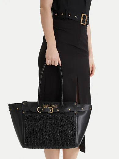 Mala de Ombro/Shopper com textura Preta