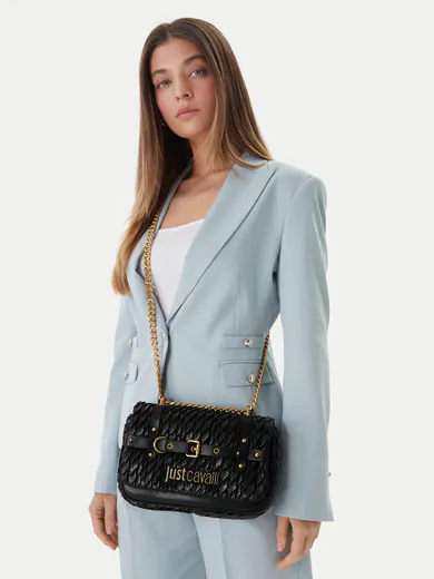 Mala de Ombro/Tiracolo com textura Preta