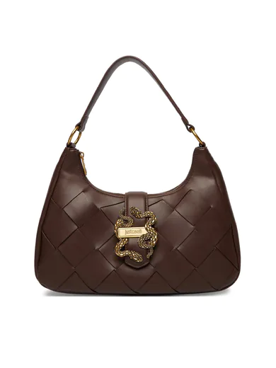 Mala de Ombro Iconic Snakes com detalhe entrançado Castanha