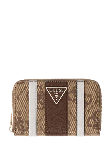 Carteira Média Laurel Logo com riscas Castanha