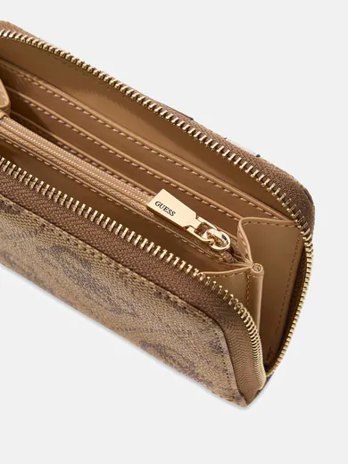 Carteira Média Laurel Logo com riscas Castanha