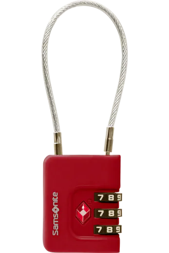 Cadeado com Cabo de Aço Vermelho